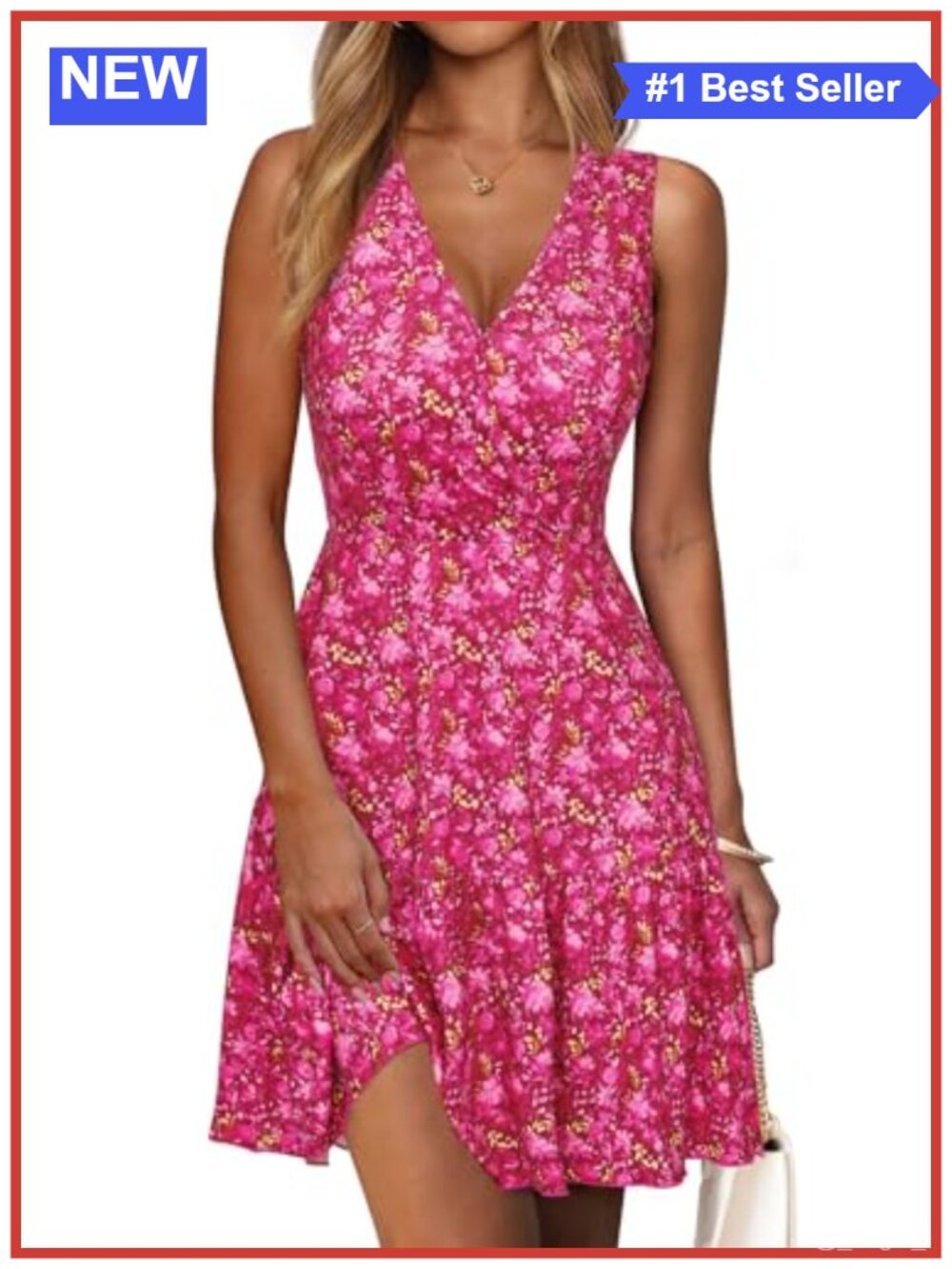 Boho Floral Mini Dress Sleeveless V-Neck A-Line Summer Beach